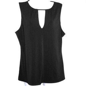 New Express Jet Black Top Slinky Sleeveless Keyhole Stretch Scoop Neck EUC Sz L